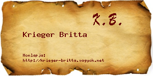 Krieger Britta névjegykártya